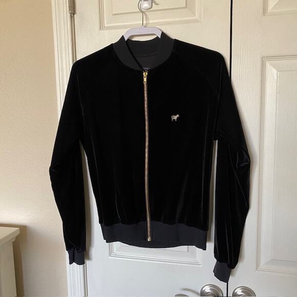 Goldsheep Velvet Jacket Full Zip Black Lightweight Gym Transition Women's M - Picture 7 of 7